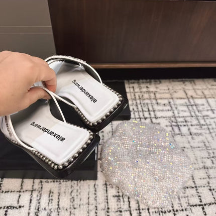 RHODES STUDDED SLIDE SANDAL IN WHITE CALFSKIN