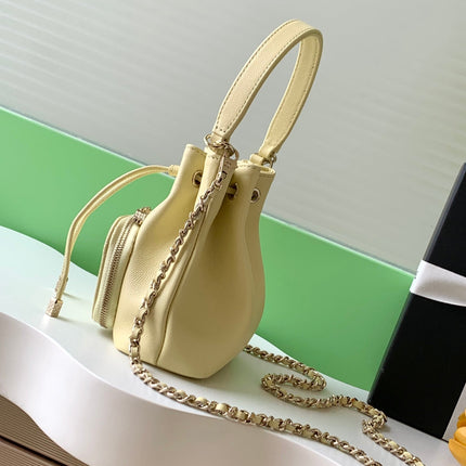CHANEL 25S MINI BUCKET BAG 12 IN YELLOW CALFSKIN GOLD HARDWARE