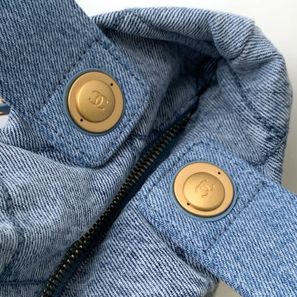 CHANEL 25S MAXI BOW BAG 38 IN BLUE DENIM WITH GOLD HARDWARE
