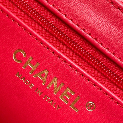 CHANEL 25S MINI KELLY BAG 19 IN RED LAMBSKIN WITH GOLD HARDWARE