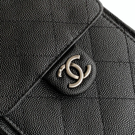 CHANEL 26S HOBO BAG 30 IN BLACK CAVIAR CALFSKIN DARK SILVER HARDWARE
