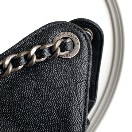 CHANEL 26S HOBO BAG 30 IN BLACK CAVIAR CALFSKIN DARK SILVER HARDWARE