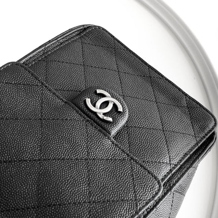 CHANEL 26S HOBO BAG 40 IN BLACK CAVIAR CALFSKIN DARK SILVER HARDWARE