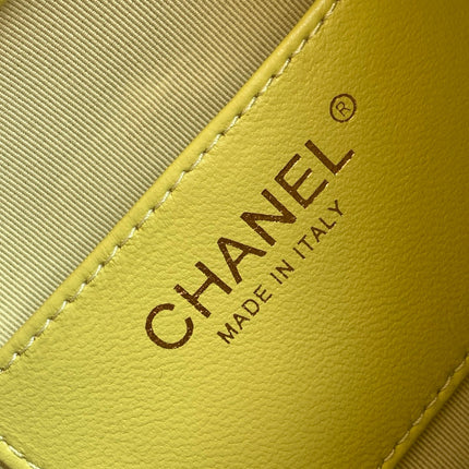 CHANEL 26S HAND BAG 32 IN LIME YELLOW LAMBSKIN GOLD HARDWARE