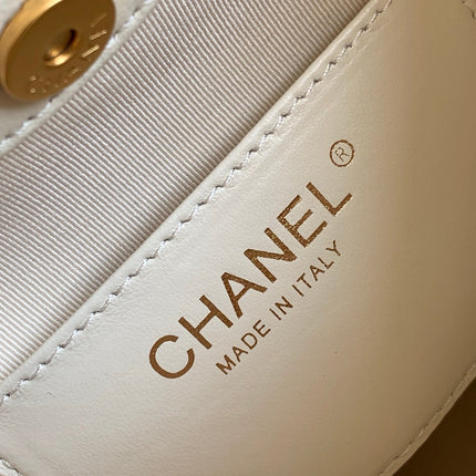 CHANEL 26S HAND BAG 32 IN IVORY WHITE LAMBSKIN GOLD HARDWARE