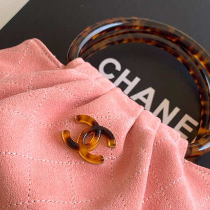 CHANEL 26S HAND BAG MEDIUM 24 IN PINK SUEDE GOLD HARDWARE