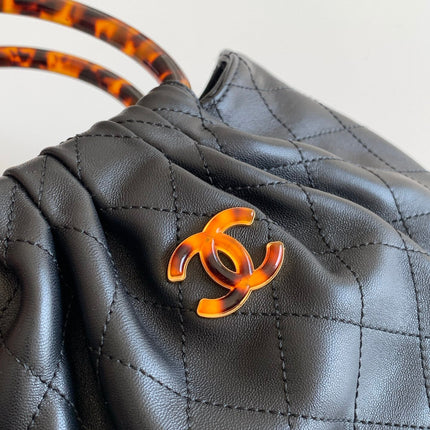 CHANEL 26S HAND BAG LARGE 32 IN BLACK LAMBSKIN GOLD HARDWARE