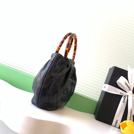 CHANEL 26S HAND BAG MEDIUM 24 IN BLACK LAMBSKIN GOLD HARDWARE