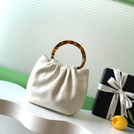 CHANEL 26S HAND BAG 24 IN IVORY WHITE LAMBSKIN GOLD HARDWARE