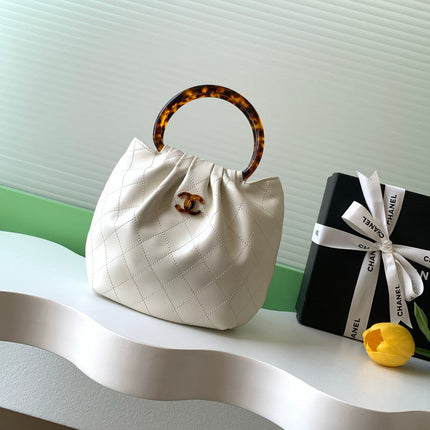 CHANEL 26S HAND BAG 24 IN IVORY WHITE LAMBSKIN GOLD HARDWARE
