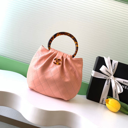 CHANEL 26S HAND BAG MEDIUM 24 IN PINK LAMBSKIN GOLD HARDWARE