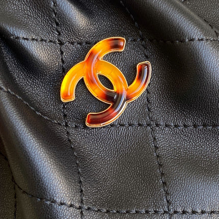 CHANEL 26S HAND BAG 12 IN BLACK LAMBSKIN GOLD HARDWARE
