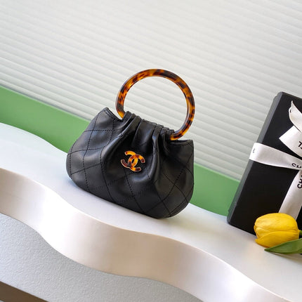 CHANEL 26S HAND BAG 12 IN BLACK LAMBSKIN GOLD HARDWARE