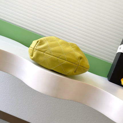 CHANEL 26S HAND BAG 12 IN LIME YELLOW LAMBSKIN GOLD HARDWARE