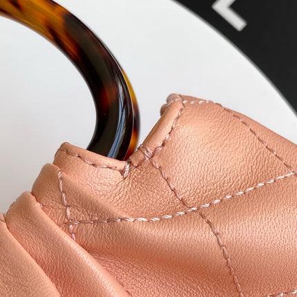 CHANEL 26S TOP HANDLE BAG 12 IN PINK LAMBSKIN GOLD HARDWARE