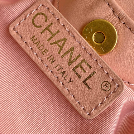 CHANEL 26S TOP HANDLE BAG 12 IN PINK LAMBSKIN GOLD HARDWARE