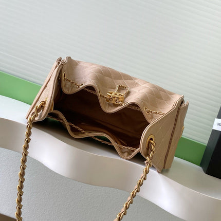 CHANEL 26S HOBO BAG 30 IN DARK BEIGE CAVIAR CALFSKIN GOLD HARDWARE