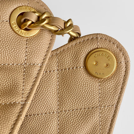 CHANEL 26S HOBO BAG 30 IN DARK BEIGE CAVIAR CALFSKIN GOLD HARDWARE
