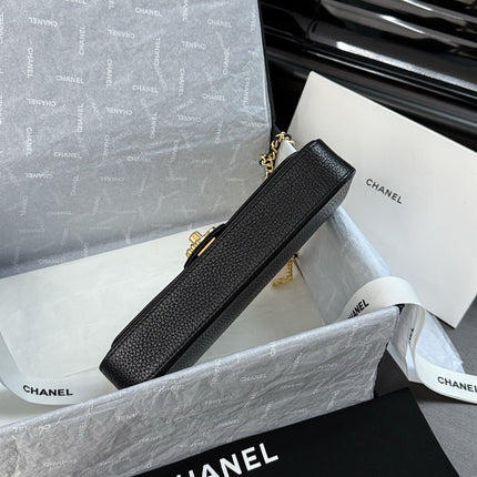 CHANEL 26S WALLET ON CHAIN 22 IN BLACK GRAINED CALFSKIN GOLD HARDWARE