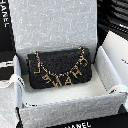 CHANEL 26S WALLET ON CHAIN 22 IN BLACK GRAINED CALFSKIN GOLD HARDWARE