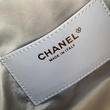 CHANEL 26S HOBO BAG 30 IN SILVER METALLIC CRINKLED CALFSKIN GOLD HARDWARE