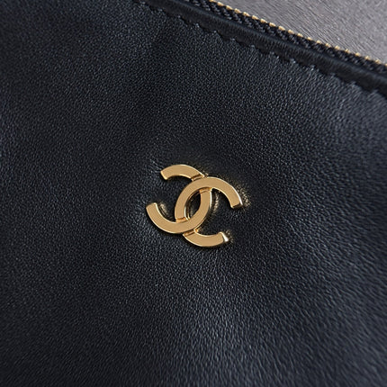 CHANEL 26S SMALL CLASSIC FLAP BAG 21 IN BLACK OPEN-WEAVE CROCHET GOLD HARDWARE