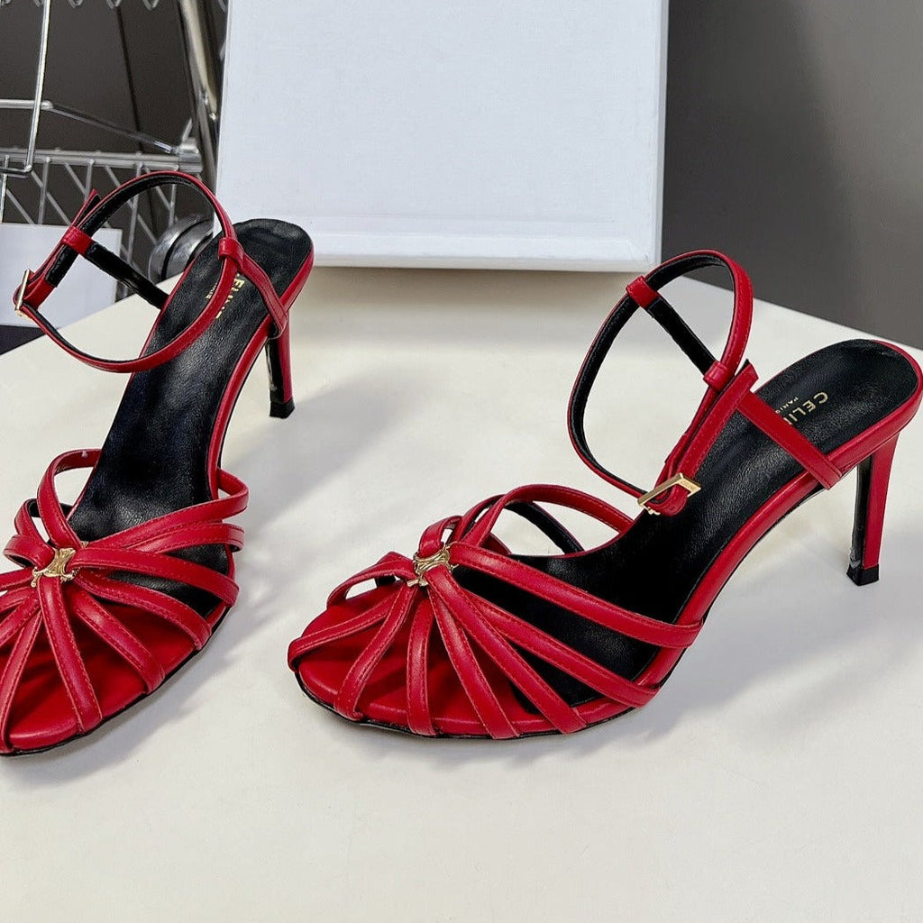 TRIOMPHE SANDAL IN LAMBSKIN CHERRY RED