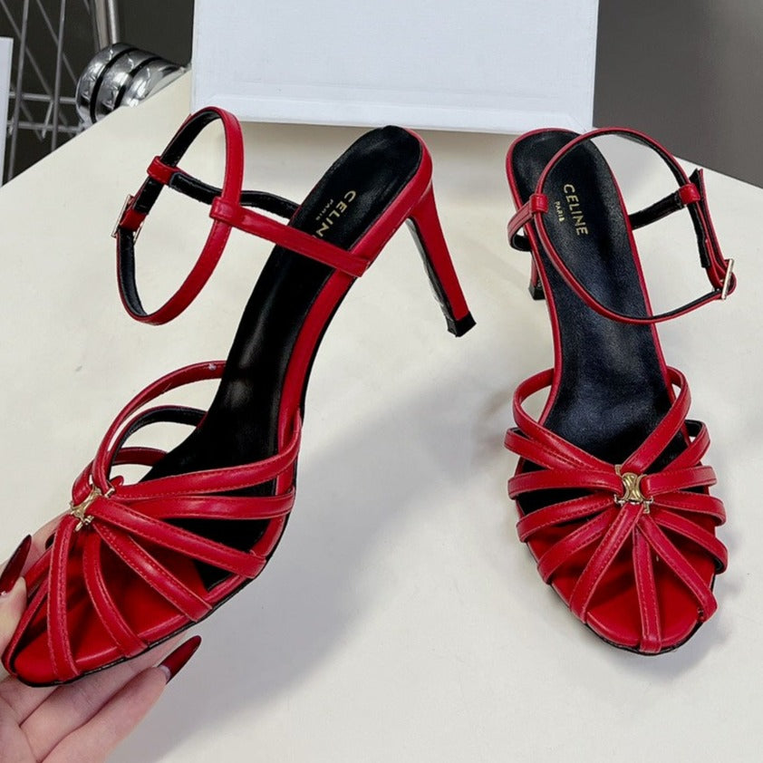 TRIOMPHE SANDAL IN LAMBSKIN CHERRY RED