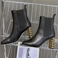 ICON HEELED ANKLE BOOT BLACK CALFSKIN 8 CM