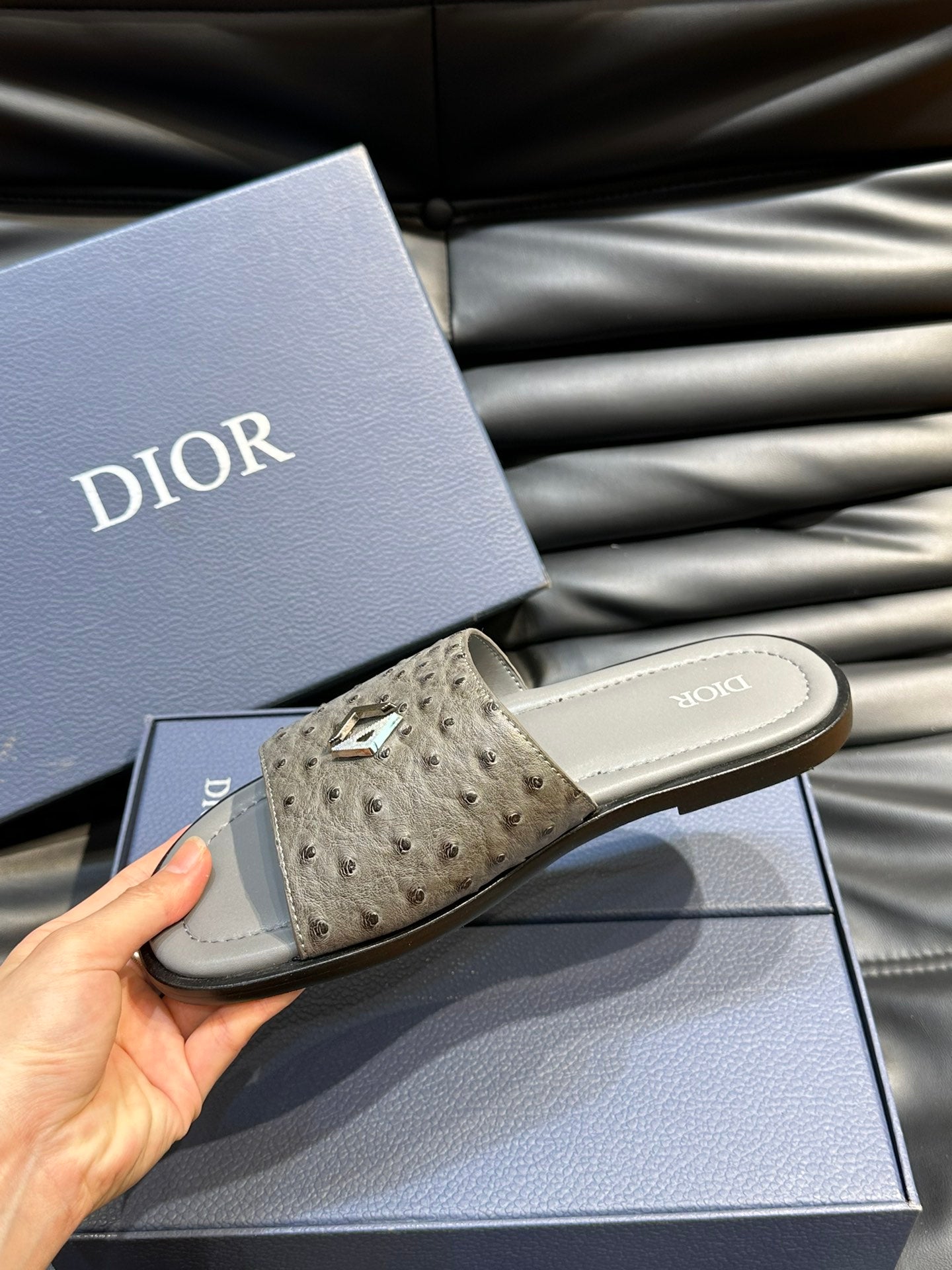 CD ALIAS SUMMER SLIPPER SAGE COLOR CALFSKIN