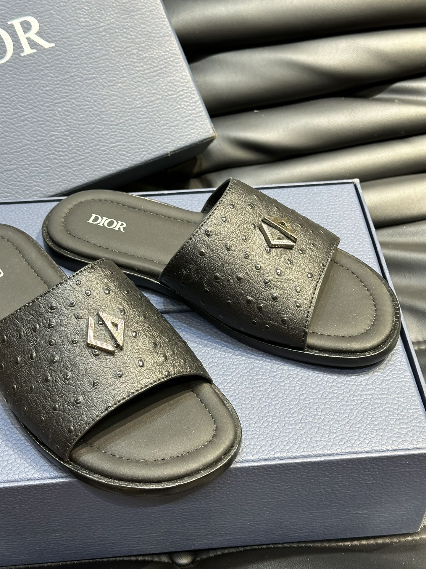 CD ALIAS SUMMER SLIPPER BLACK CALFSKIN