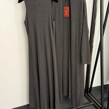 LORO PIANA 26S SLEEVELESS KNIT MAXI DRESS WITH LONG CARDIGAN SET 926