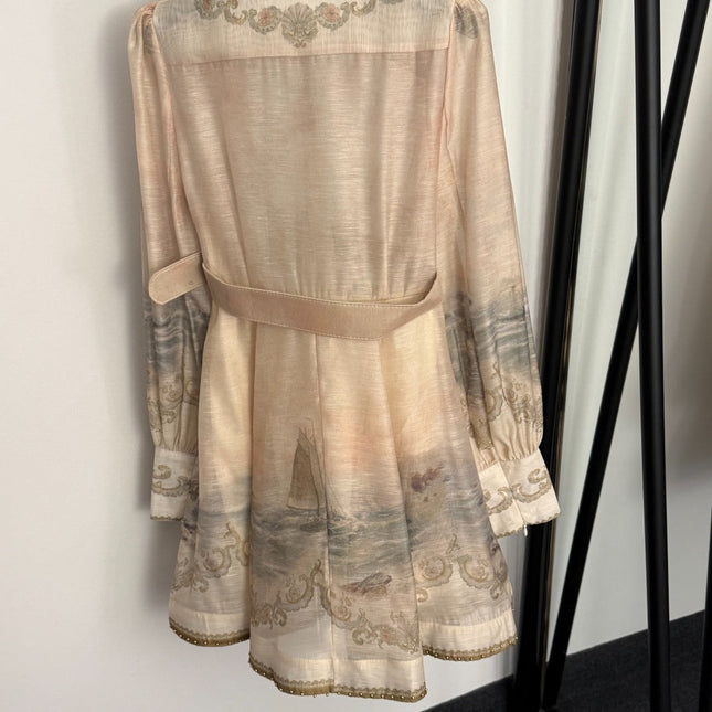 ZIMMERMANN 26S LONG-SLEEVE BELTED MINI DRESS 239