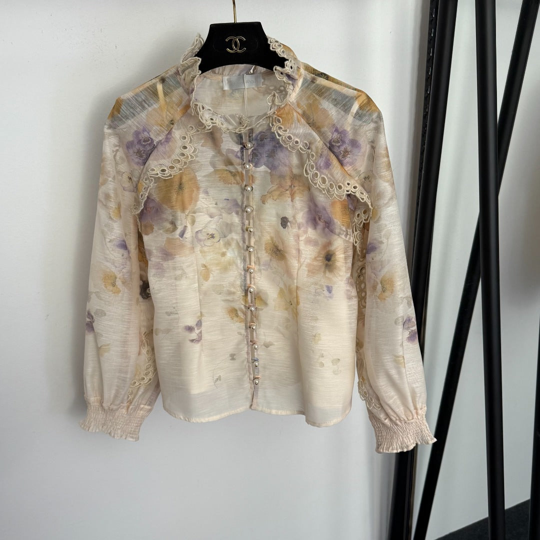 ZIMMERMANN 26S LONG SLEEVE SHIRT AND MIDI SKIRT SET STYLE 250