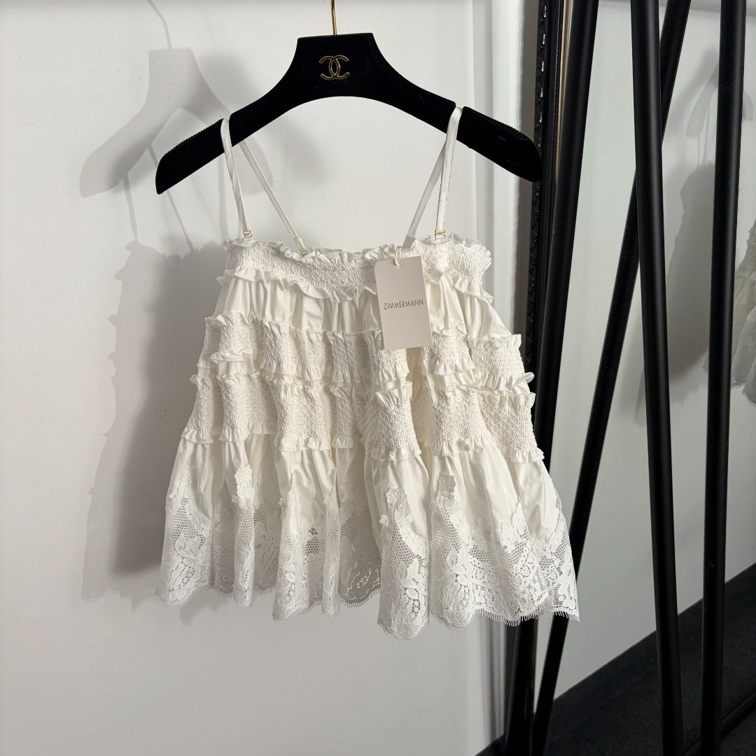 ZIMMERMANN 26S RUFFLED LACE CAMI TOP STYLE 185