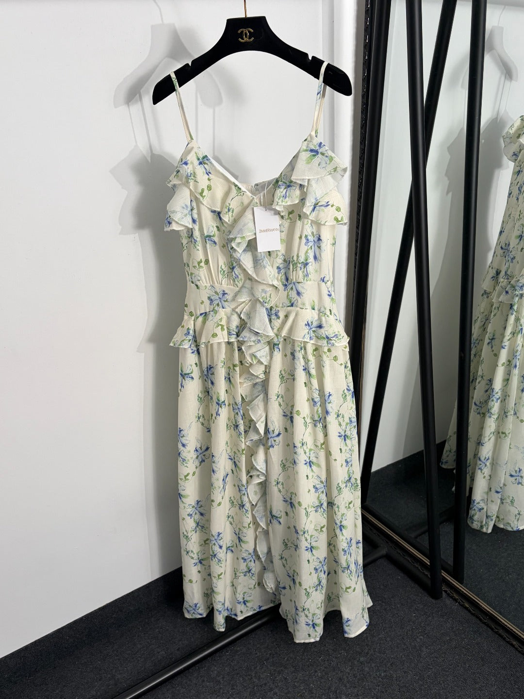 ZIMMERMANN 26S FLORAL RUFFLE CAMI MIDI DRESS STYLE 183