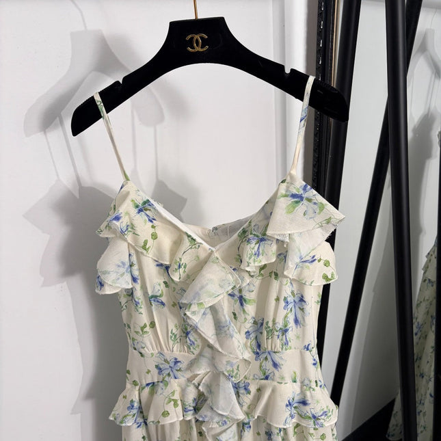 ZIMMERMANN 26S FLORAL RUFFLE CAMI MIDI DRESS STYLE 183