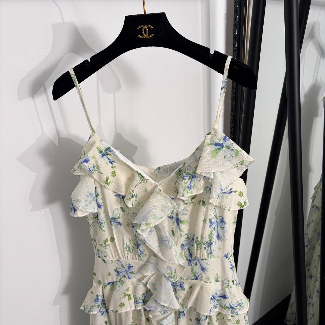 ZIMMERMANN 26S FLORAL RUFFLE CAMI MIDI DRESS STYLE 183
