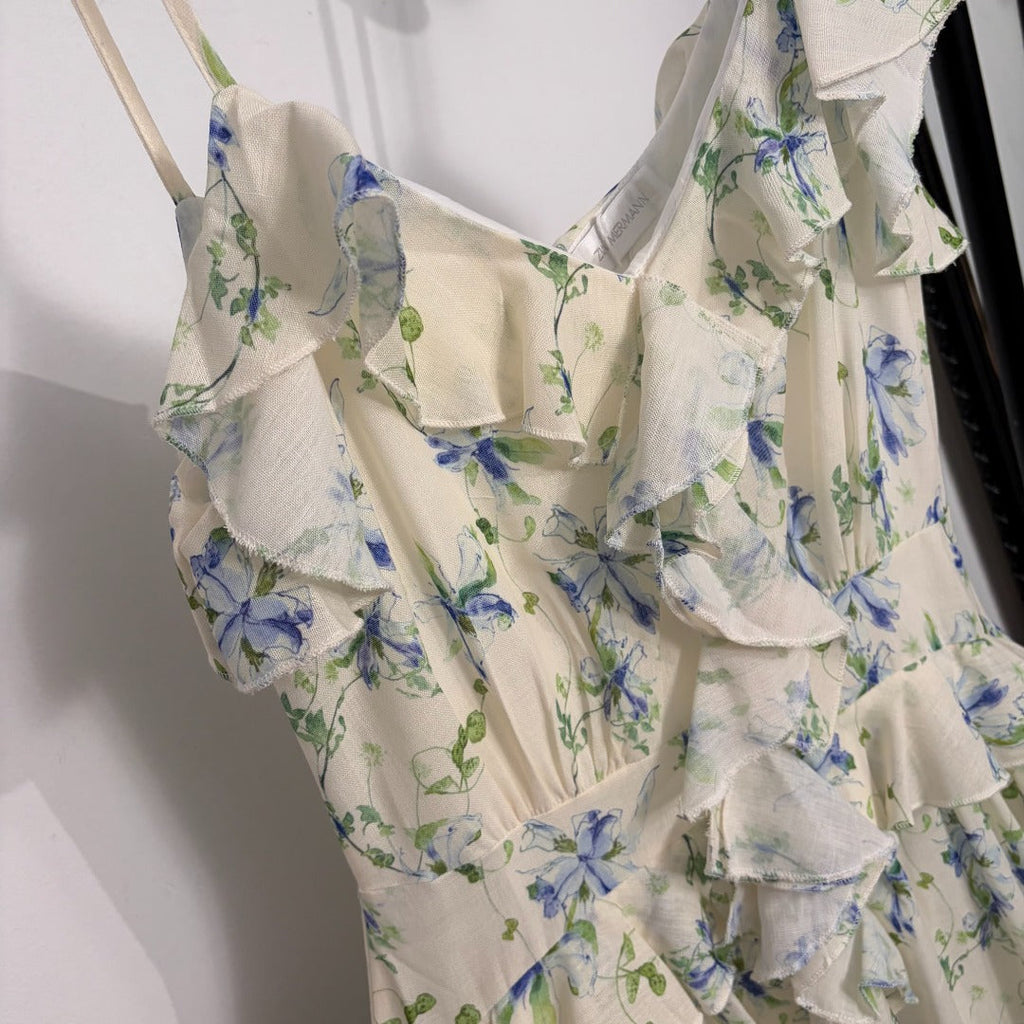 ZIMMERMANN 26S FLORAL RUFFLE CAMI MIDI DRESS STYLE 183