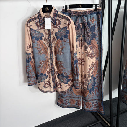 ZIMMERMANN 26S LONG SLEEVE SHIRT & WIDE LEG PANTS SET STYLE 182