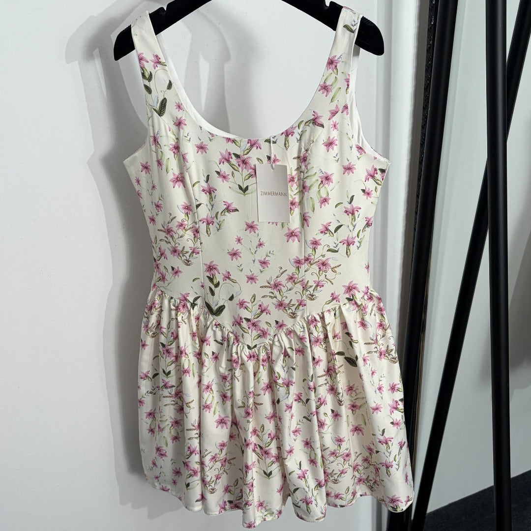 ZIMMERMANN 26 FLORAL PRINT BABYDOLL MINI DRESS STYLE 217