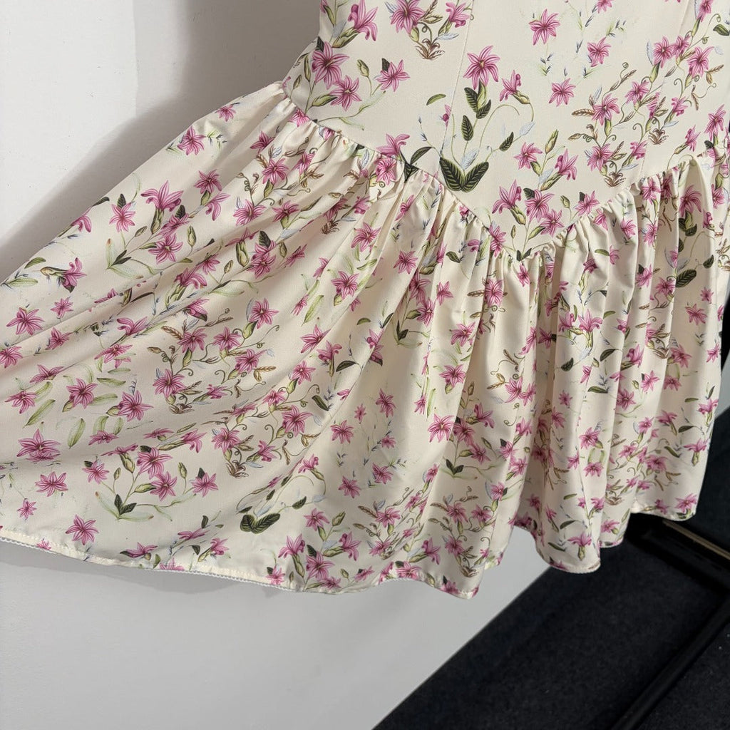 ZIMMERMANN 26 FLORAL PRINT BABYDOLL MINI DRESS STYLE 217