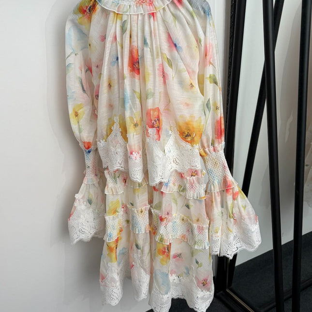 ZIMMERMANN 26S LACE-TRIM SMOCKED MINI DRESS 267