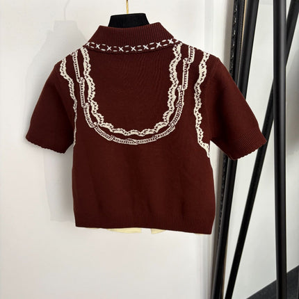 CHANEL 26S SHORT-SLEEVE POLO KNIT TOP 1365