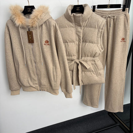 LORO PIANA 26S THREE-PIECE FUR-TRIM HOODED TRACKSUIT 988