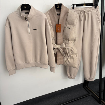 LORO PIANA 26S THREE-PIECE BELTED VEST TRACKSUIT 984