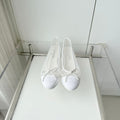CHANEL 26S BALLET FLATS IN WHITE MESH TOE CAP AND BOW