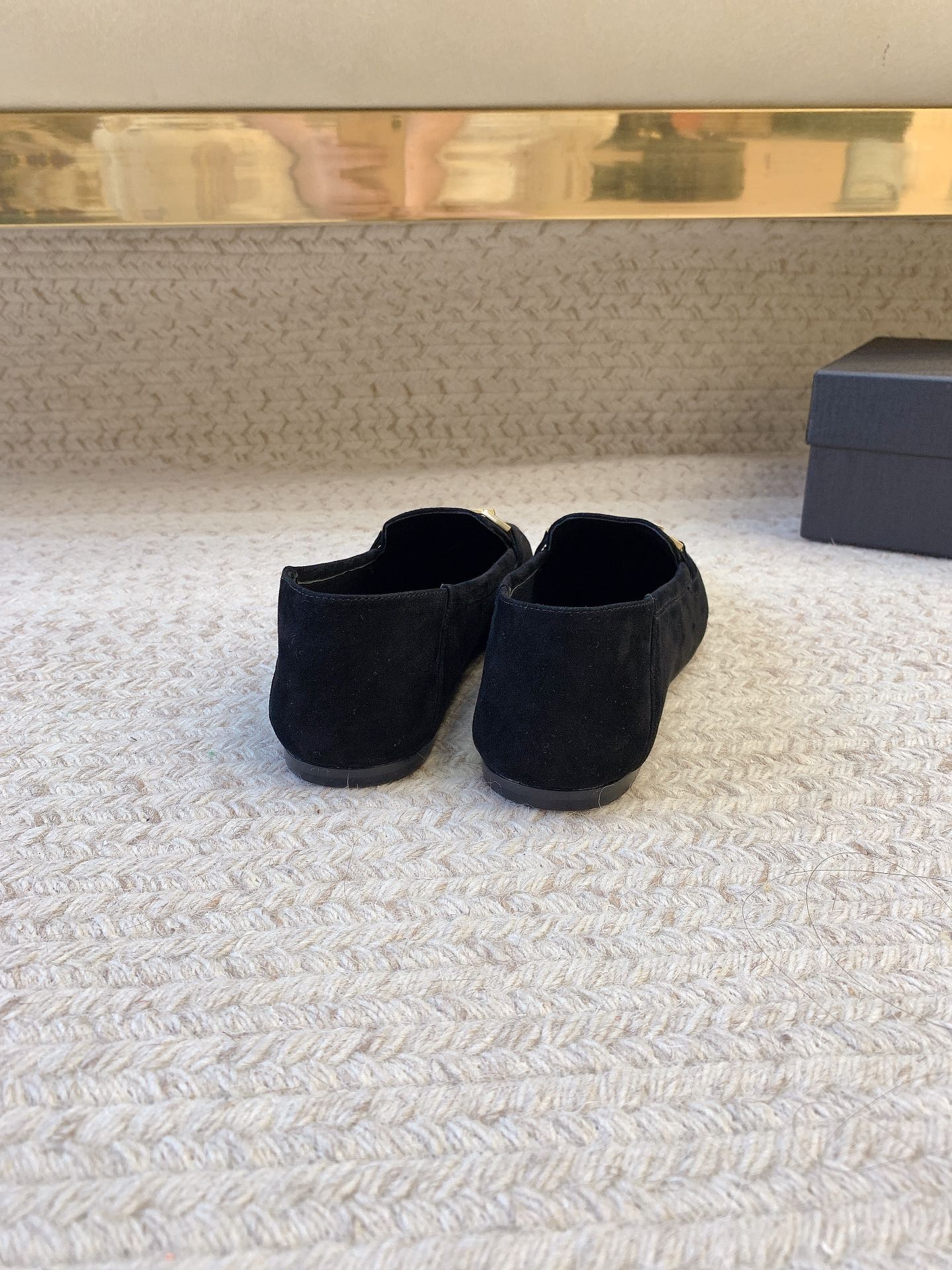 LOAFERS WITH GOLD HARDWARE IN BLACK SUEDE