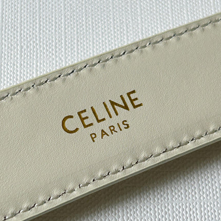 TRIOMPHE BELT 24MM IN WHITE CALFSKIN WITH LEATHER BUCKLE