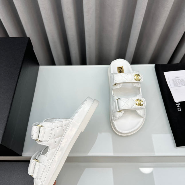 dad sandals white patent lambskin mules